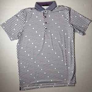 Greyson White and Blue Patterned Polo Shirt